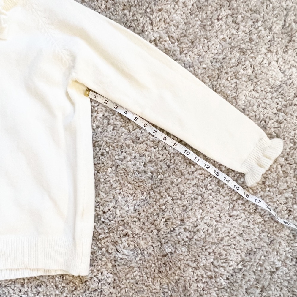 Women's Round Neck Button Down Knit Ribbed Sweater with Ruffles Size Small - Picture 9 of 10